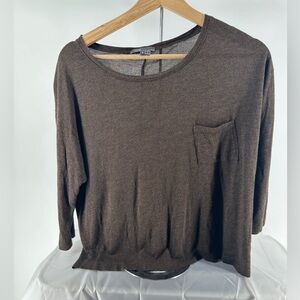 Vince Brown Viscose Tee Top
